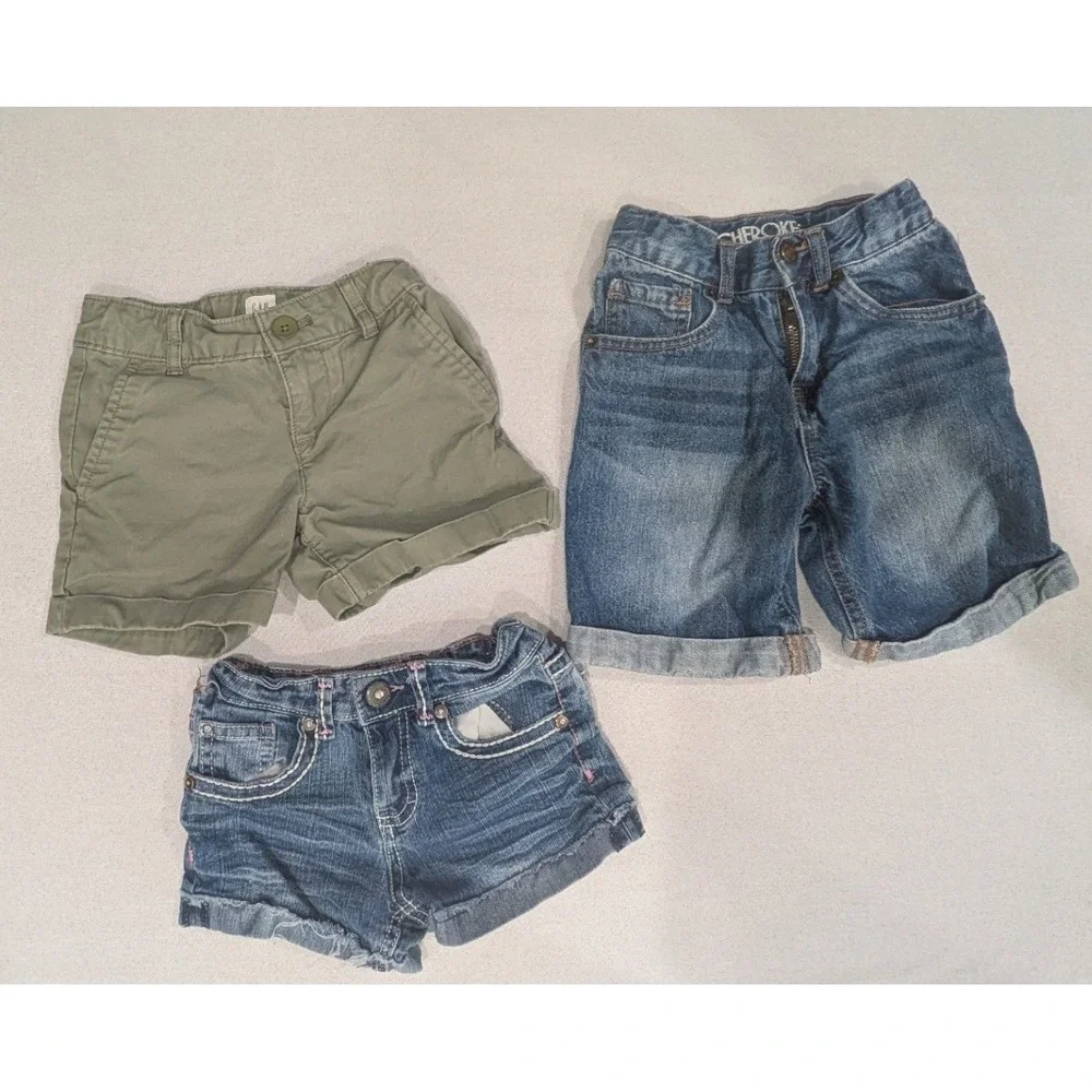 Gap Cherokee Lee Shorts Bundle Kids Size 5 5T Green Blue Denim Excellent Cuffed